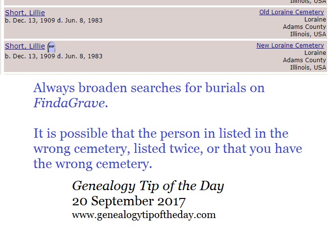 Broader Findagrave Searches And Multiple Entries Genealogy Tip Of The Day